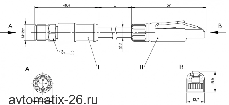 Соединительный кабель Balluff BCC S4B4-E834-8G-668-PS54N2-100-C009