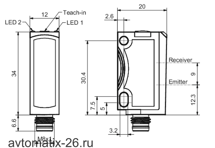 Оптический датчик расстояния Sensopart FT 25-RLAP-1500-PNSUL-M4M