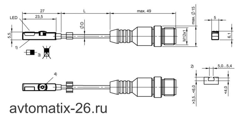 Магнитный датчик для цилиндра Balluff BMF 235K-PS-C-2A-SA2-S4-00,5