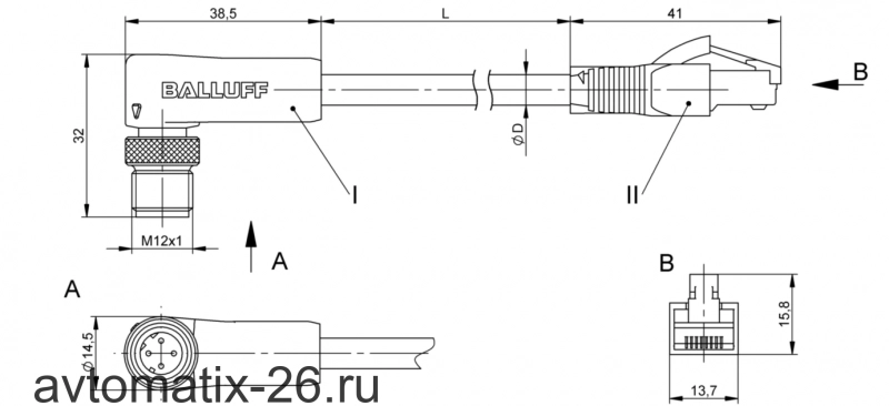 Соединительный кабель Balluff BCC M424-E894-8G-672-ES64N9-300