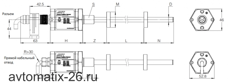 Датчик линейных перемещений AMT Linear Position Sensor LPS2-KH10MBC4450MHC53N1P103
