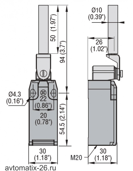 Kонцевой выключатель Lovato Electric KMH1L02