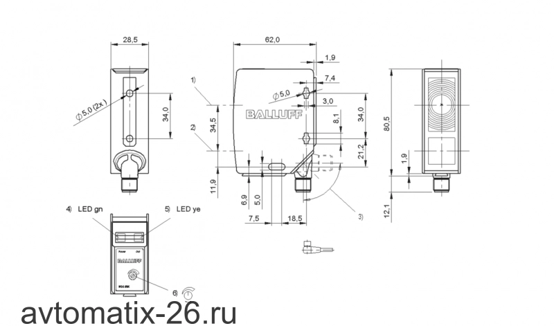 Оптический датчик Balluff BOS 50K-PA-RH12-S4