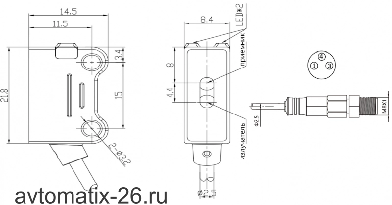 Оптический датчик LANBAO PST-YR32DPCR-F3