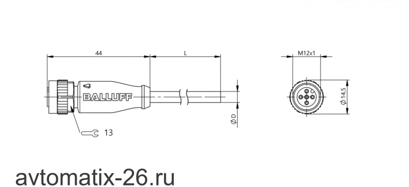 Разъем с кабелем Balluff BCC M415-0000-1A-001-PX0334-050