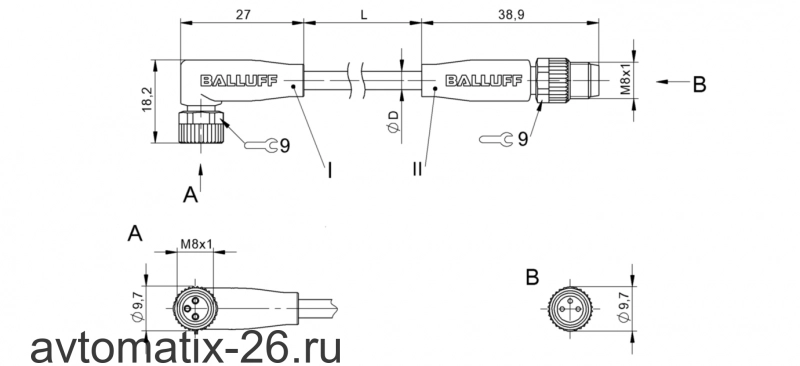 Соединительный кабель Balluff BCC M323-M313-30-603-EX43T2-010