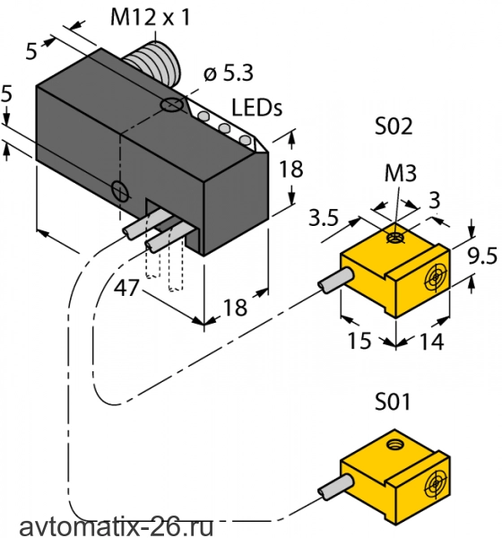 Индуктивный датчик TURCK NI2-Q9.5-AP6-0.15-FS4.4X3/S304