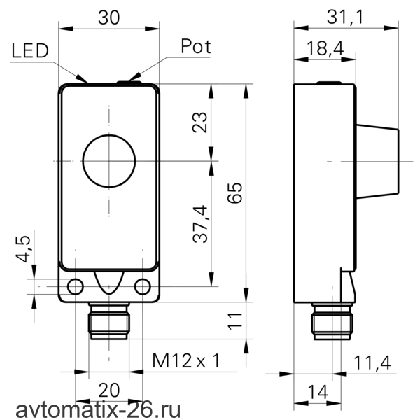 Ультразвуковой датчик Baumer UNDK 30N3712/S14