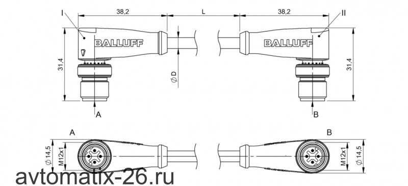Соединительный кабель Balluff BCC M424-M424-6D-366-EX64N9-003