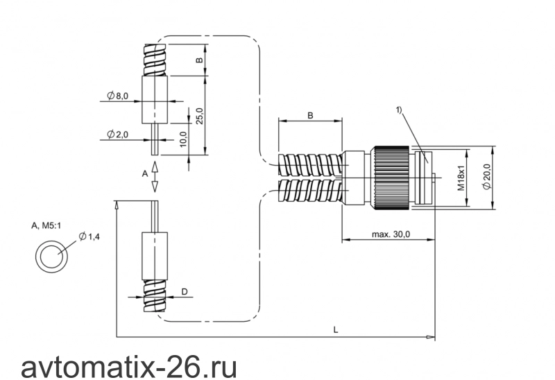 Оптоволоконный кабель Balluff BFO 18A-LGG-MZG-10-1,5