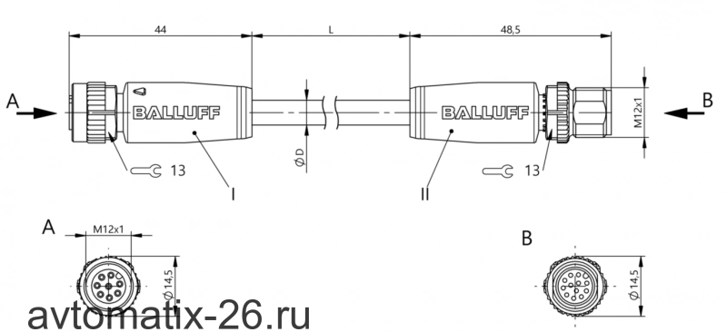 Соединительный кабель Balluff BCC M418-M41C-3A-674-PX0825-010