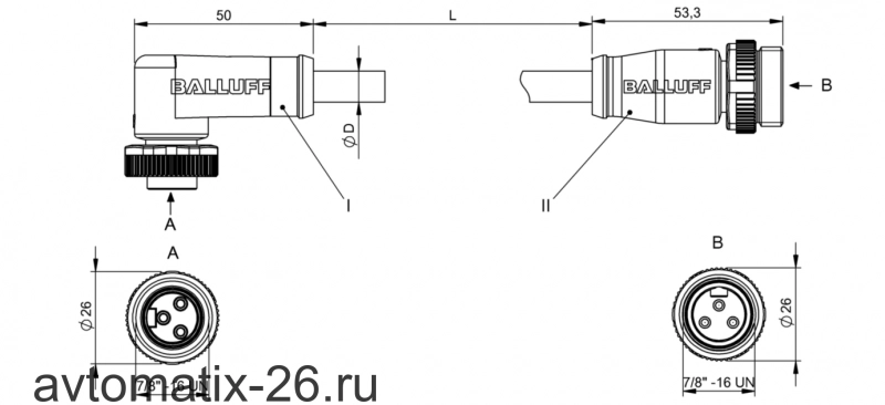Соединительный кабель Balluff BCC A323-A313-30-365-PX03A5-100