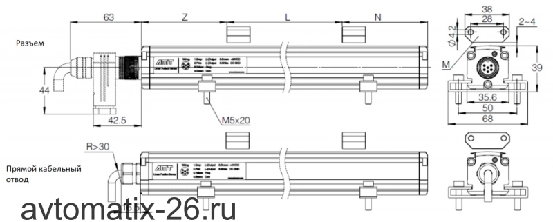 Датчик линейных перемещений AMT Linear Position Sensor LPSKS50VSB0500MHD61N1R100