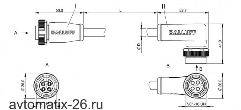 Соединительный кабель Balluff BCC A314-A324-30-304-PX04A5-150