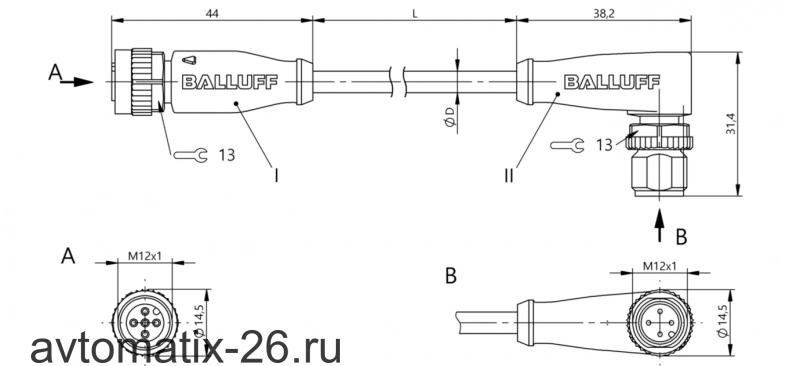 Соединительный кабель Balluff BCC M415-M424-3A-304-PX0434-050-C033