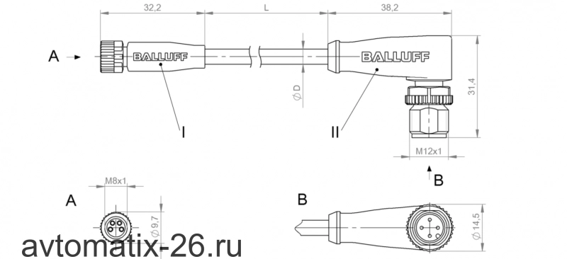 Соединительный кабель Balluff BCC M314-M424-3E-304-PX44T2-010