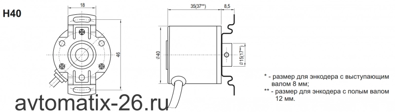 Инкрементальный энкодер INNOCONT ESI-H40-6-200-6-L-5